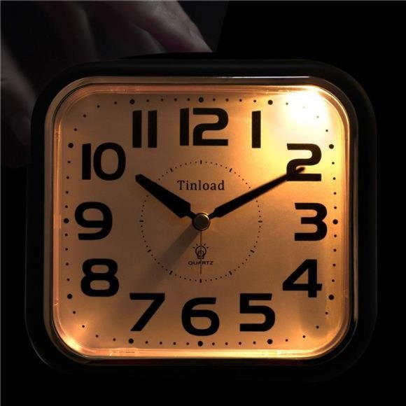 5.5" Silent Analog Alarm Clock Non Ticking, Gentle Wake, Beep Sounds - Picture 5 of 5